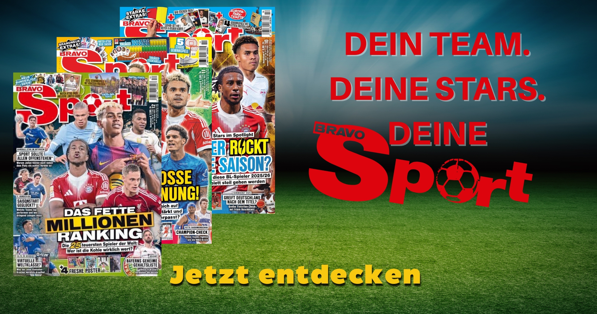 Werbebanner für das Magazin Bravo Sport mit klick zu allen Ausgaben