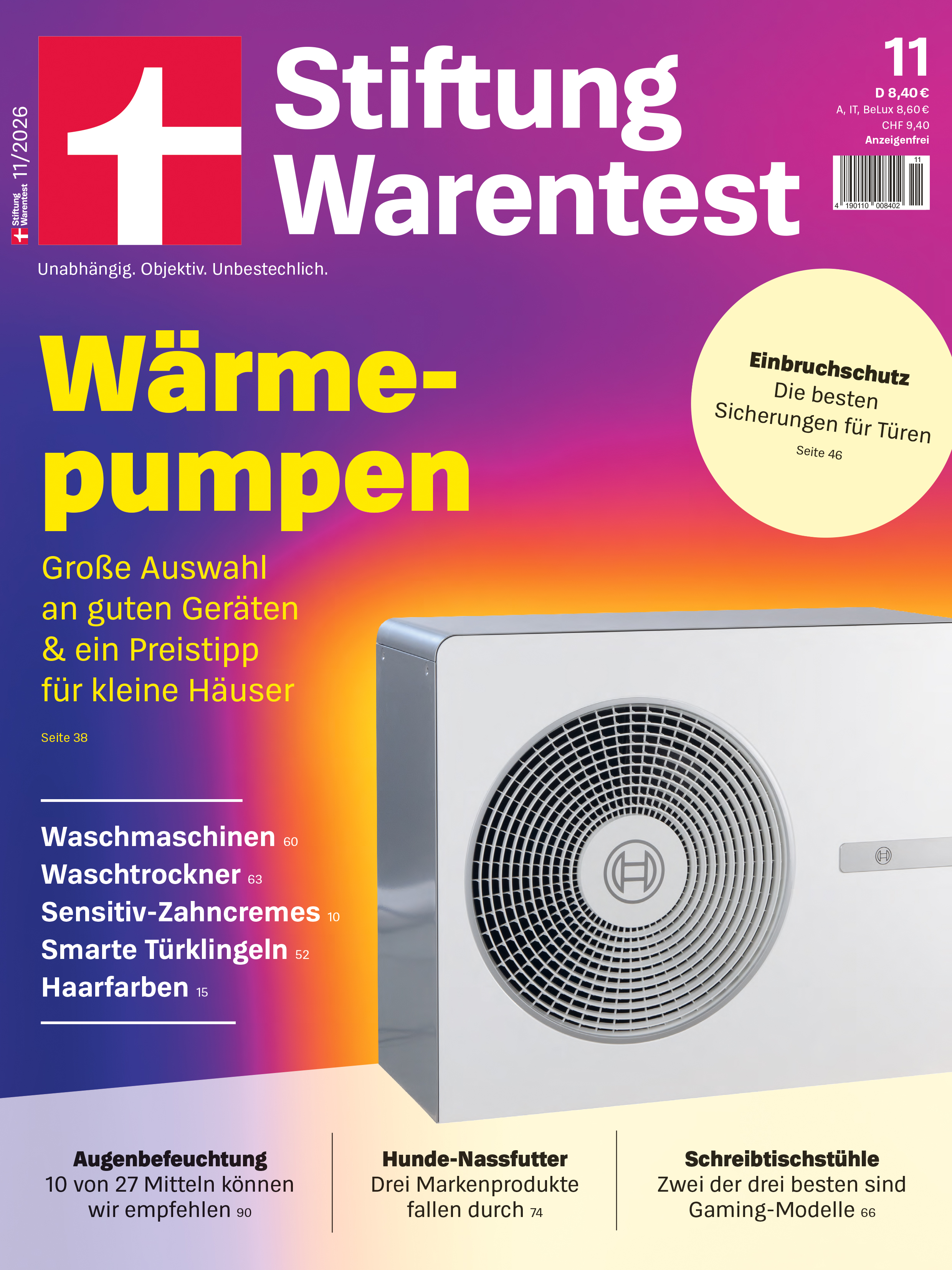 Stiftung Warentest 11/2026 "W&auml;rmepumpen im Test"