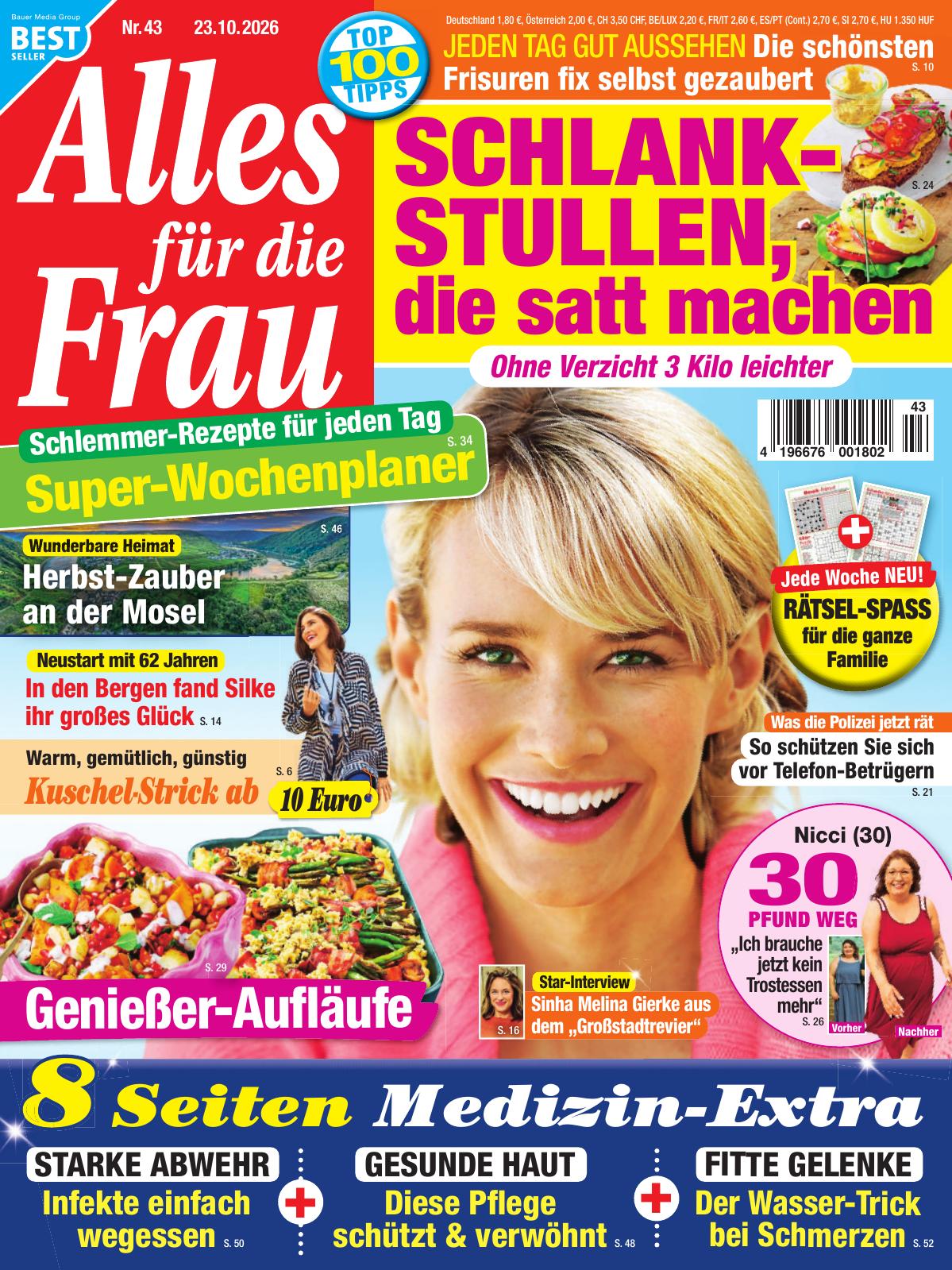 Alles f&uuml;r die Frau 43/2026 "Schlank-Stullen die satt machen"