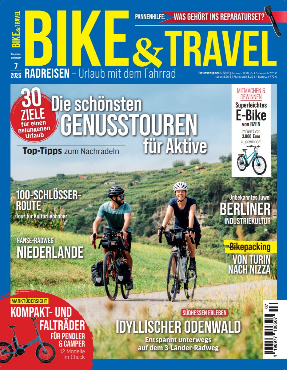 BIKE & TRAVEL 7/2026 "30 Genusstouren f&uuml;r Aktive"