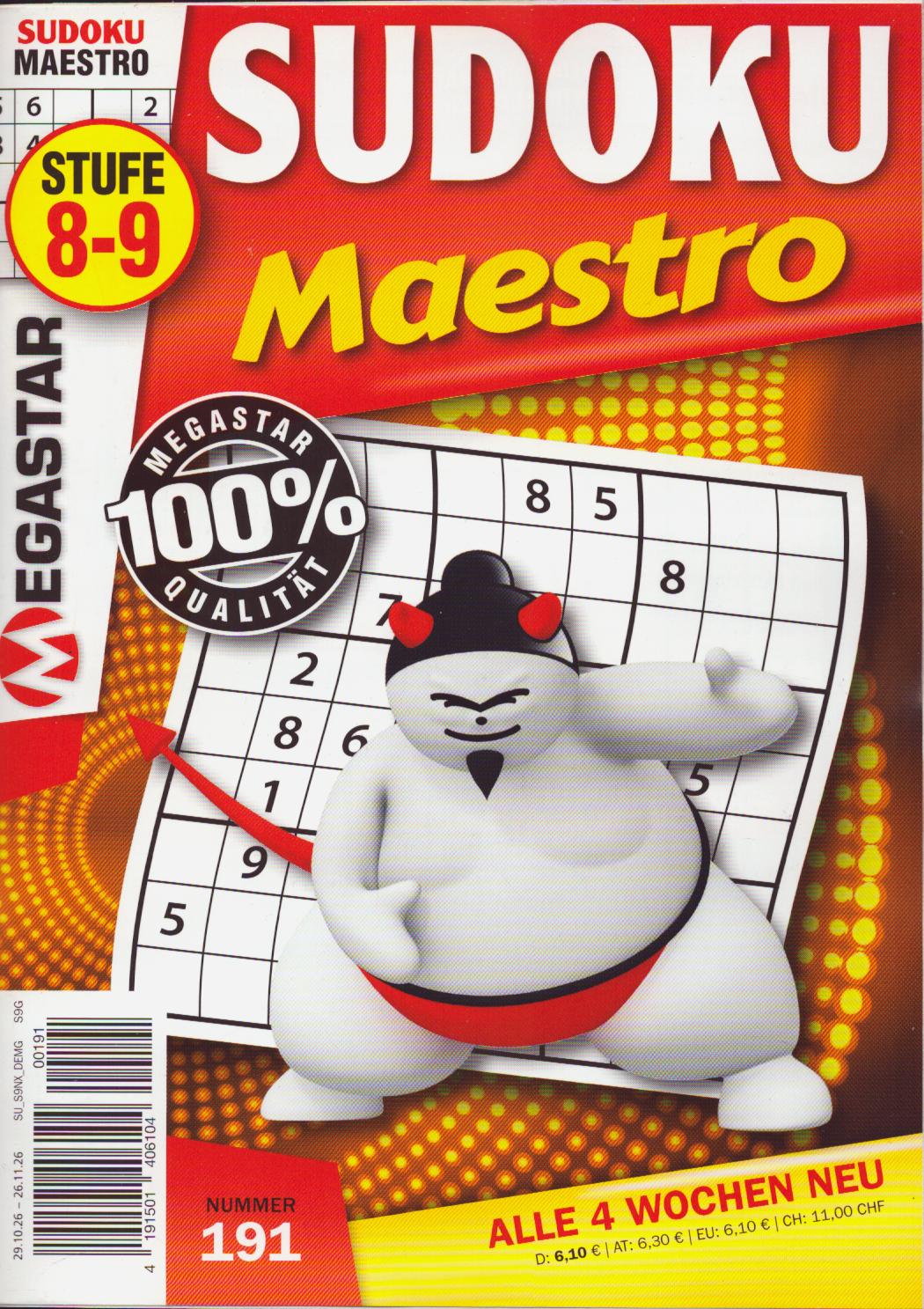 Sudoku Maestro 191/2026 "Schwierigkeitsstufe 8-9"
