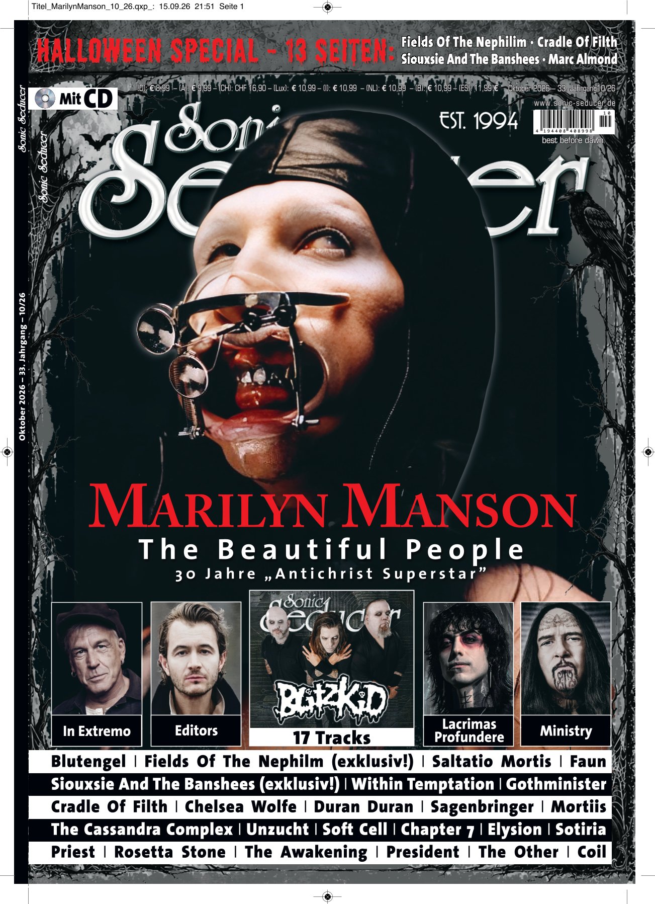 SONIC SEDUCER 10/2026 "Mit Marilyn Manson und Halloween Special"