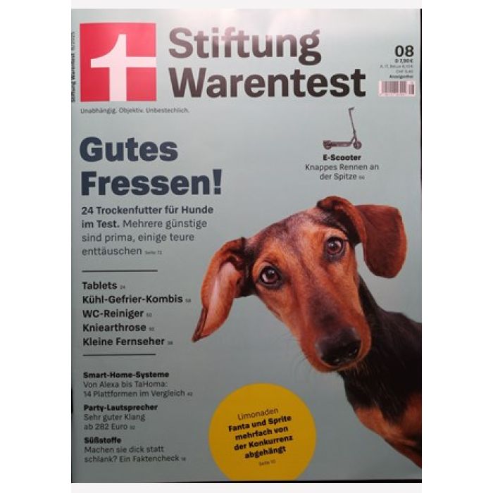 Stiftung Warentest 8/2025 "24 Trockenfutter im Test, Limonaden im Test"