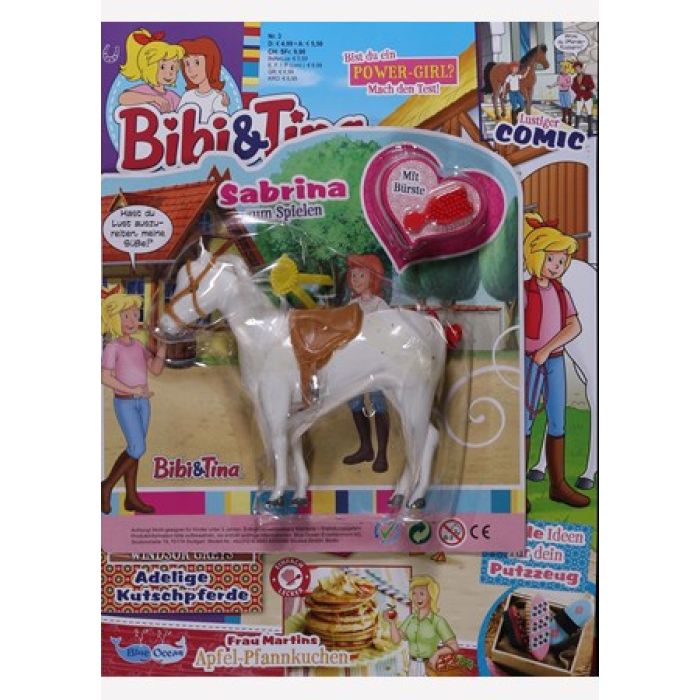 Bibi & Tina 637672 - Caballo Sabrina tumbado, blanco/marrón