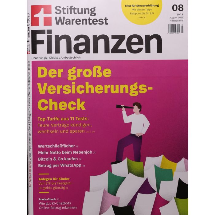 Stiftung Warentest Finanz 8/2026 – Versicherungs-Check
