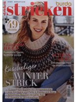 burda stricken 4/2025 "Kuscheliger Winterstrick: 15 traumhafte Modelle mit Jacquardmuster, cozy Cardigans und Pullis in Eisblau und Beige, farbenfrohe Maschen für kühle Tage, 27 Projekte für Strickneulinge"