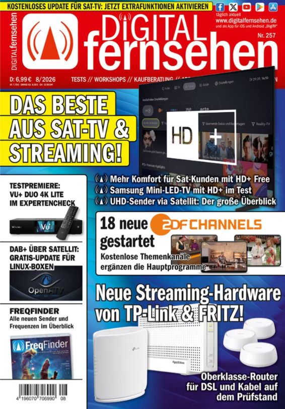 Digital fernsehen 8/2026 "Das Beste aus Sat-TV & Streaming"